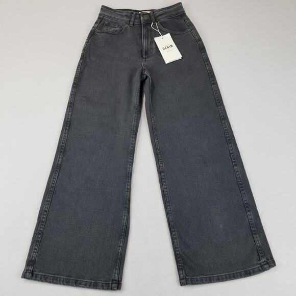 Sezane Jeans Womens US 2 FR 34 Gray Le Crop High Rise Wide Leg Denim Pants NWOT - Picture 12 of 12